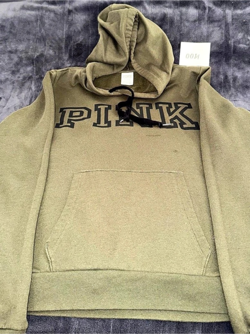 PINK Logo Hoodie in Green Size Large